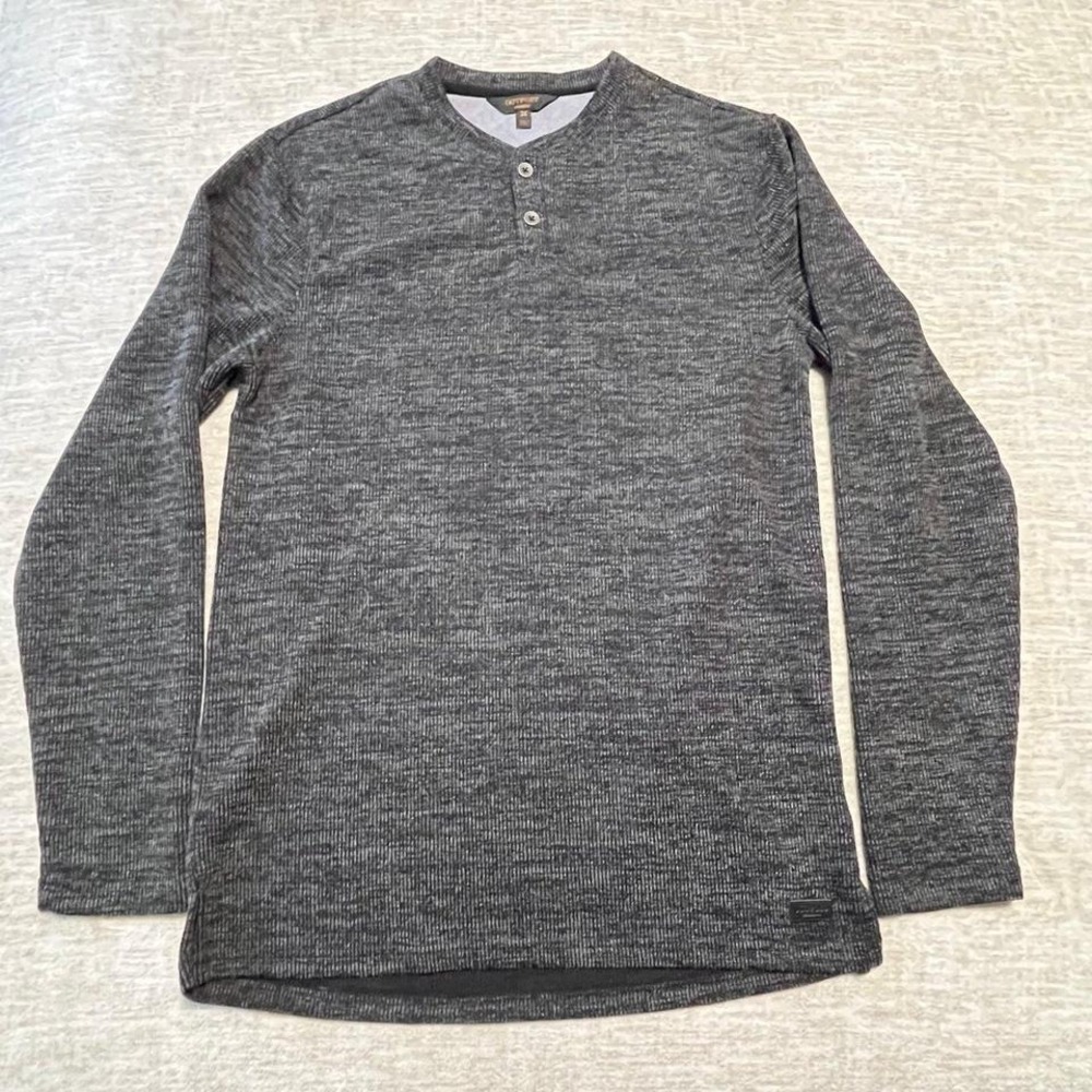 Outpost Makers Men's Long Sleeve Henley Shirt Gray Space-Dye Stretch‎ Size M